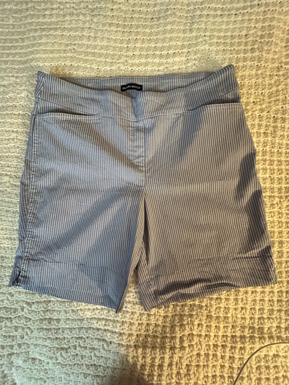 Hilary Radley Blue and White Pinstripe Bermuda Shorts